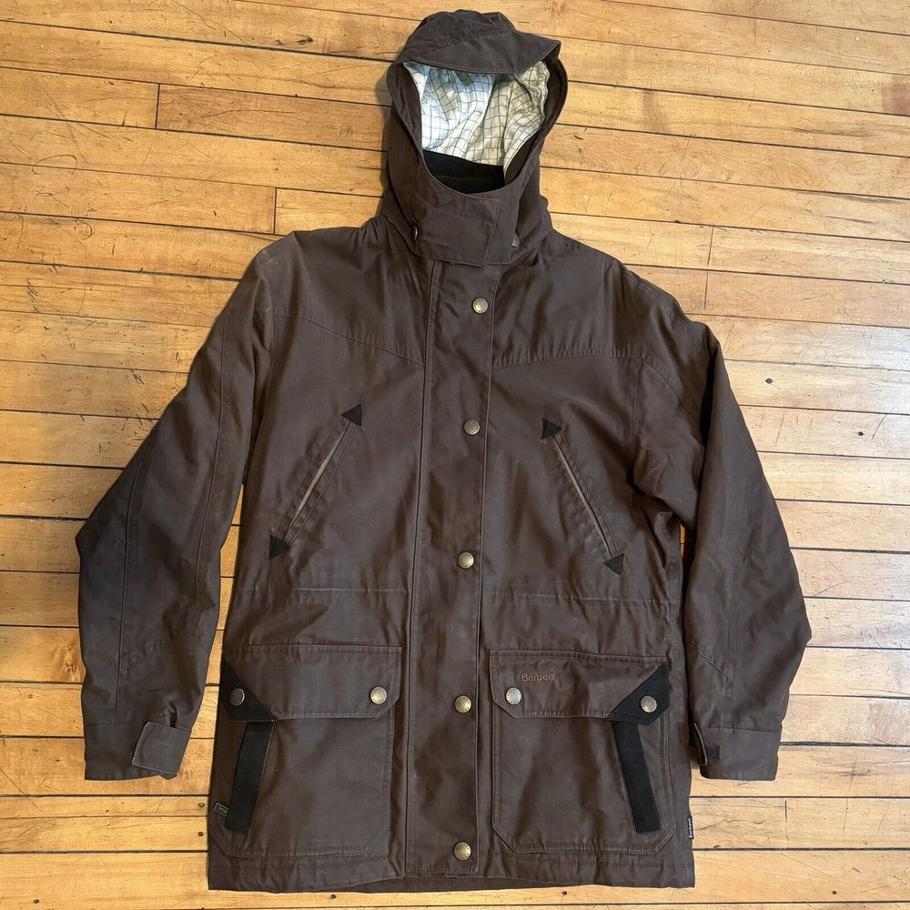 Barbour Duracotton Kelso Waxed Jacket, Women's Size 8 US Brown Removable Hood